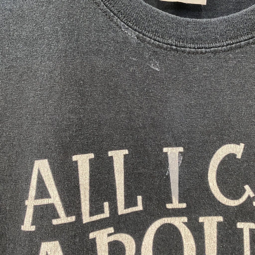 GILDAN　ギルダン　半袖プリントメッセージTシャツ　6連プリント　英字プリント　黒　ブラック　XLサイズ カットソー メンズ コットン 古着