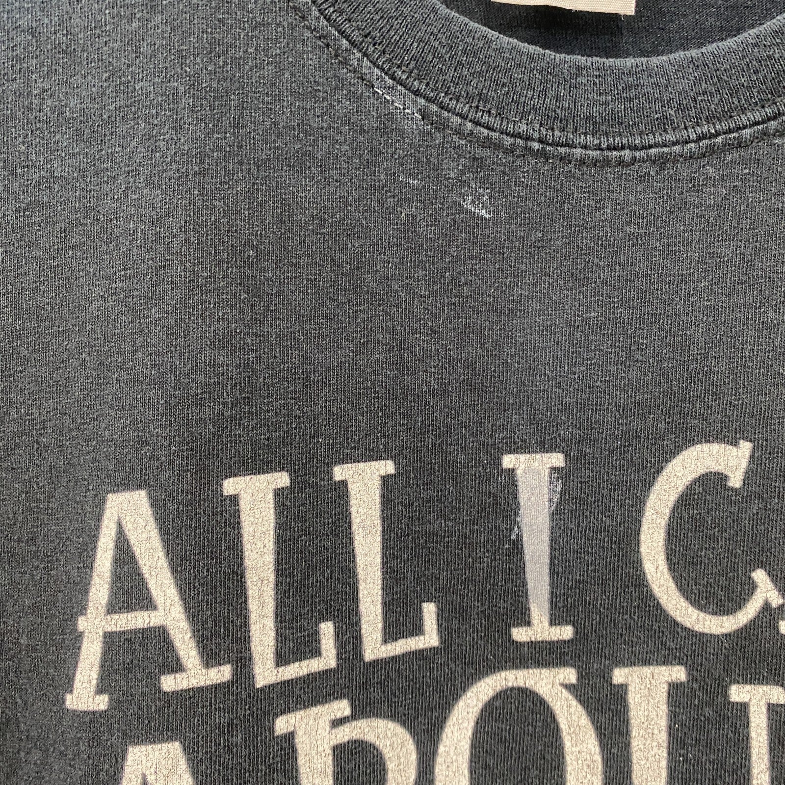 GILDAN　ギルダン　半袖プリントメッセージTシャツ　6連プリント　英字プリント　黒　ブラック　XLサイズ カットソー メンズ コットン 古着