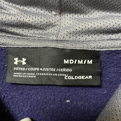 古着 used　UNDER ARMOUR アンダーアーマー　長袖ビックロゴプリント　フード付きスウェット　ネイビー　紺色　Mサイズ