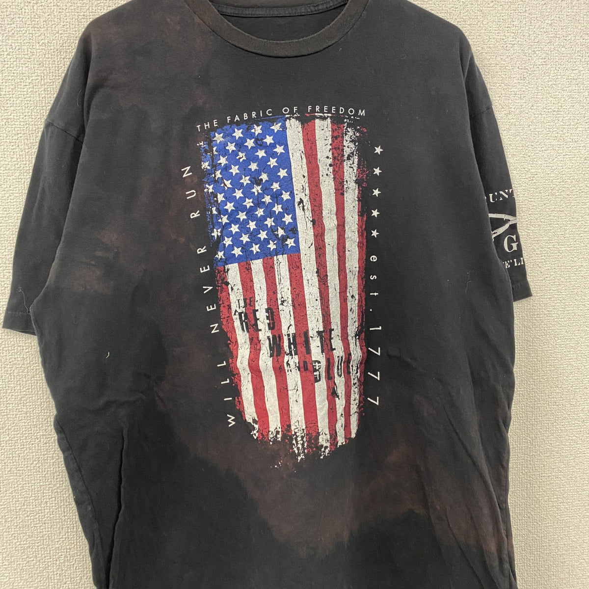 GRUNT STYLE　半袖プリントTシャツ　星条旗　英字プリント　黒　ブラック　2XLサイズ　古着