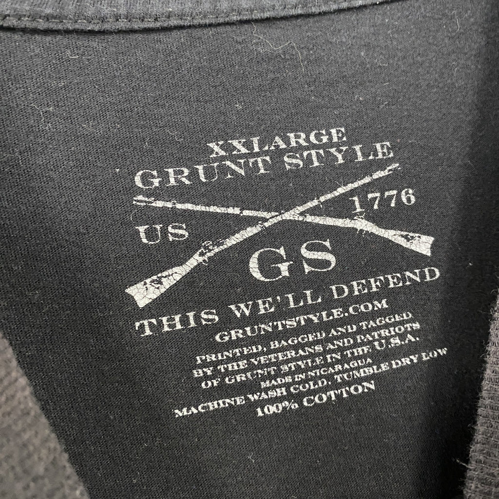 GRUNT STYLE　半袖プリントTシャツ　星条旗　英字プリント　黒　ブラック　2XLサイズ　古着