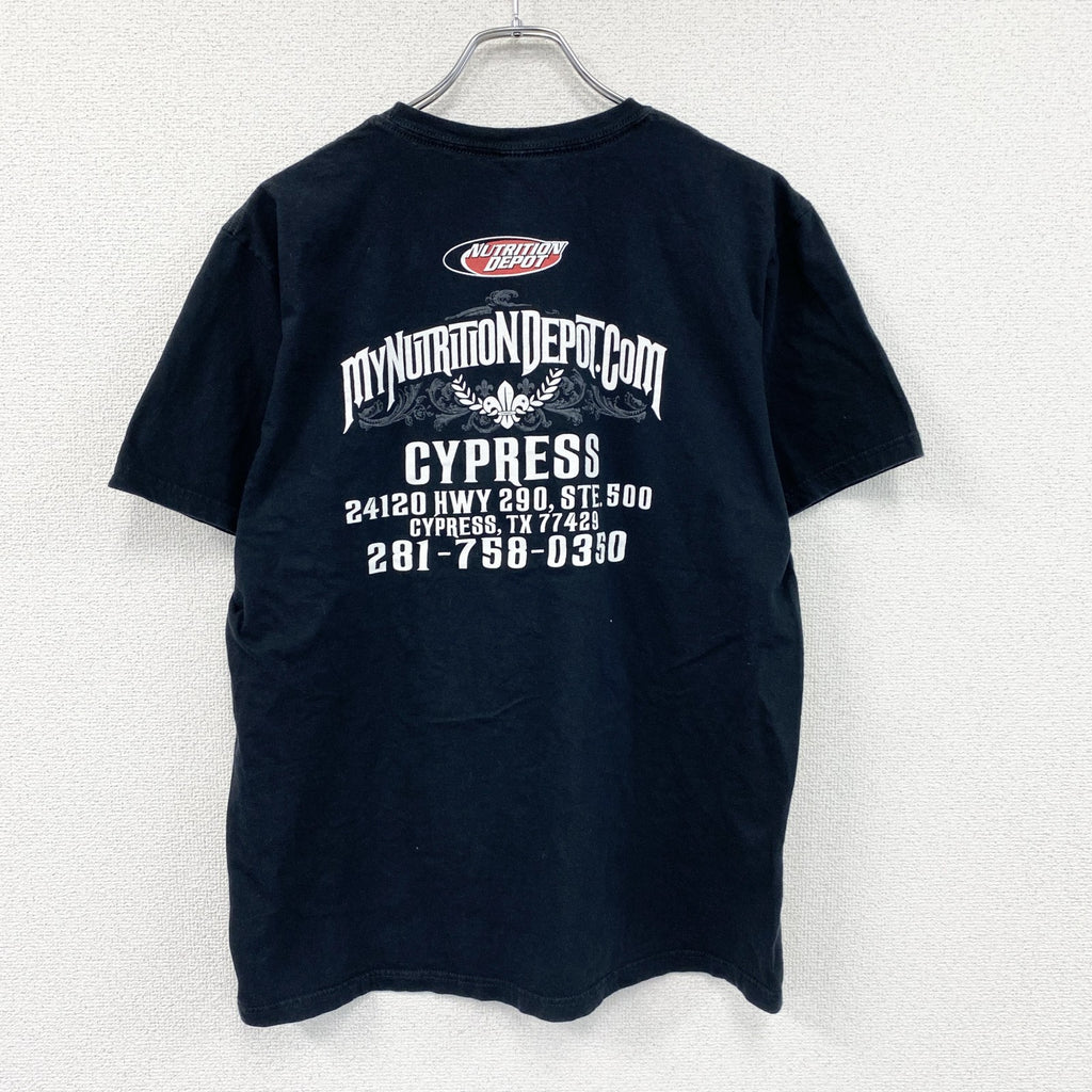 anvil　アンヴィル　Nutrition Depot　半袖プリントTシャツ　企業T　両面プリント　黒　ブラック　Lサイズ　古着