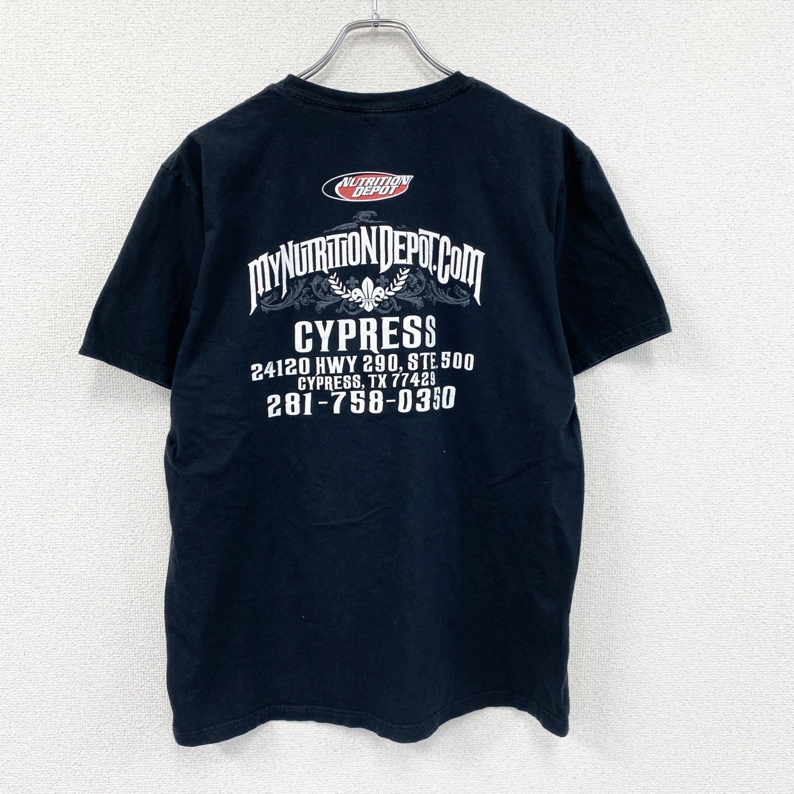 anvil　アンヴィル　Nutrition Depot　半袖プリントTシャツ　企業T　両面プリント　黒　ブラック　Lサイズ　古着