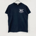 GILDAN　ギルダン　半袖プリントTシャツ　企業ロゴ　デカロゴ　英字プリント　両面プリント　クルーネック　黒　ブラック　Mサイズ　古着
