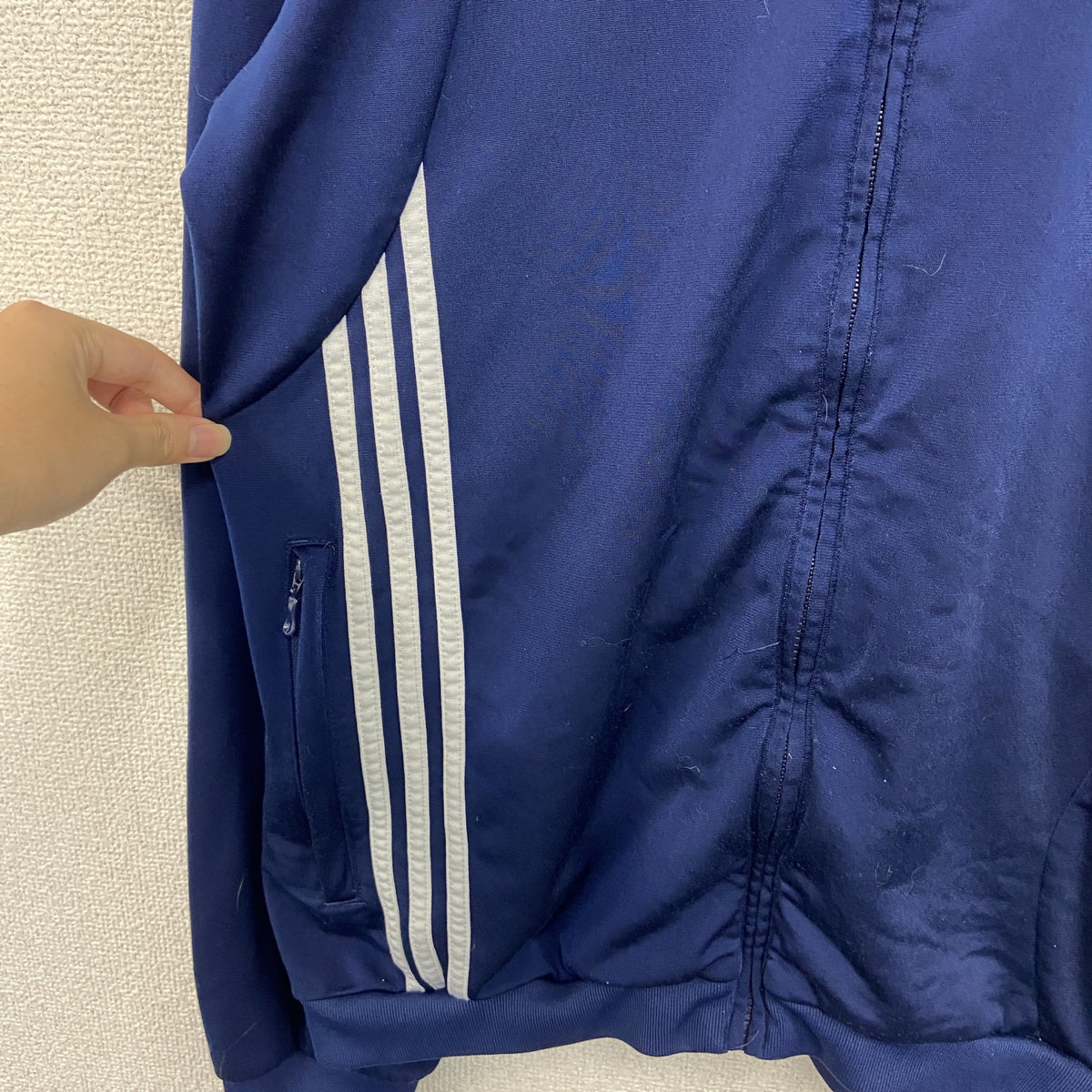 00s　adidas　アディダス　トラックジャケット/ジャージ　ヴィンテージ　スリーストライプス　紺　ネイビー　古着