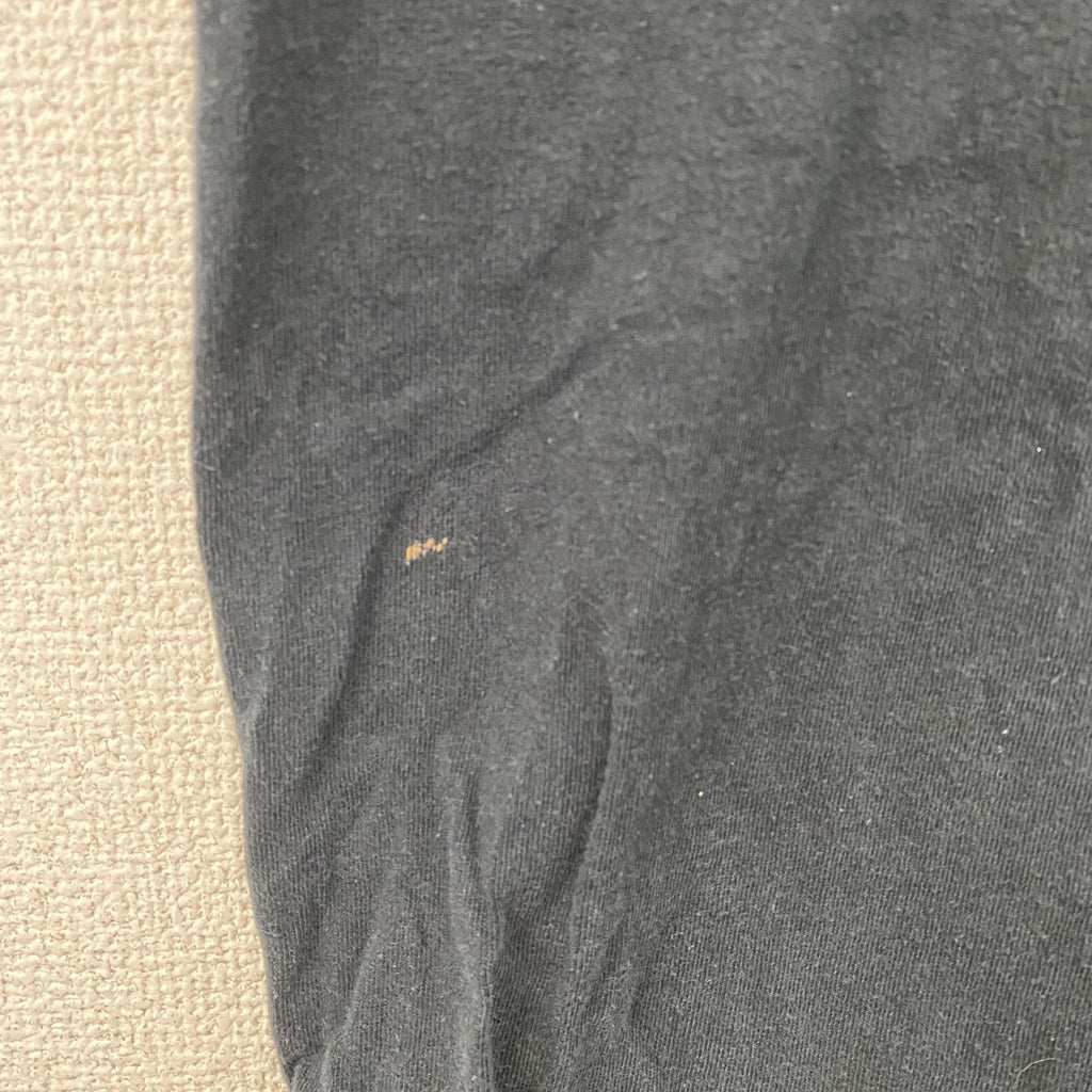 GILDAN　ギルダン　半袖プリントTシャツ　企業ロゴ　デカロゴ　英字プリント　両面プリント　クルーネック　黒　ブラック　Mサイズ　古着