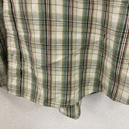 90s～　OLD GAP　オールドギャップ　長袖シャツ　白タグ　2つポケット　チェック柄　緑　グリーン　XLサイズ