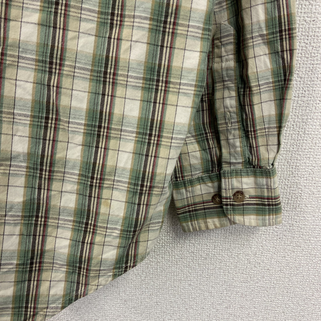90s～　OLD GAP　オールドギャップ　長袖シャツ　白タグ　2つポケット　チェック柄　緑　グリーン　XLサイズ　　ヴィンテージ　古着