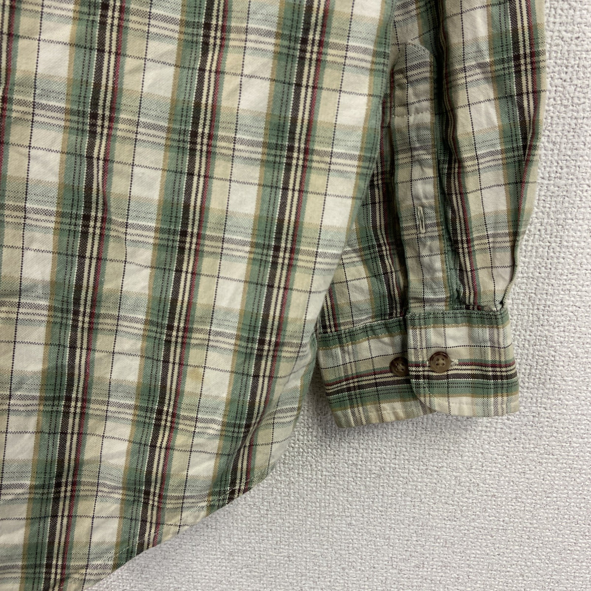 90s～　OLD GAP　オールドギャップ　長袖シャツ　白タグ　2つポケット　チェック柄　緑　グリーン　XLサイズ　　ヴィンテージ　古着