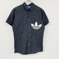 adidas　アディダス　半袖シャツ　チェック柄　黒　ブラック　0サイズ　古着