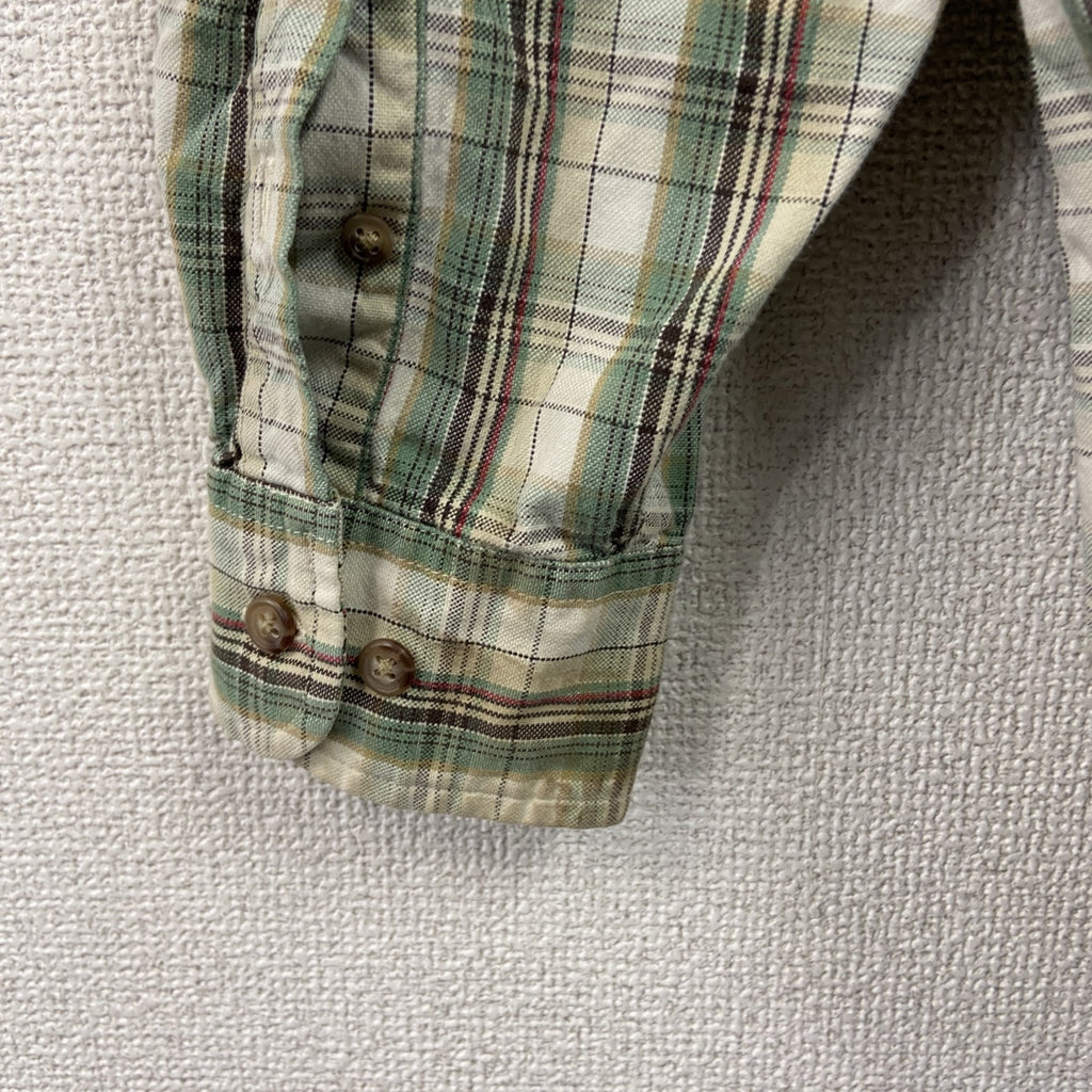 90s～　OLD GAP　オールドギャップ　長袖シャツ　白タグ　2つポケット　チェック柄　緑　グリーン　XLサイズ　　ヴィンテージ　古着