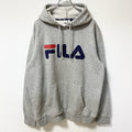 FILA　フィラ　スウェットパーカー/フーディー　デカロゴ　スポーツミックス　灰色　グレー　Lサイズ　古着