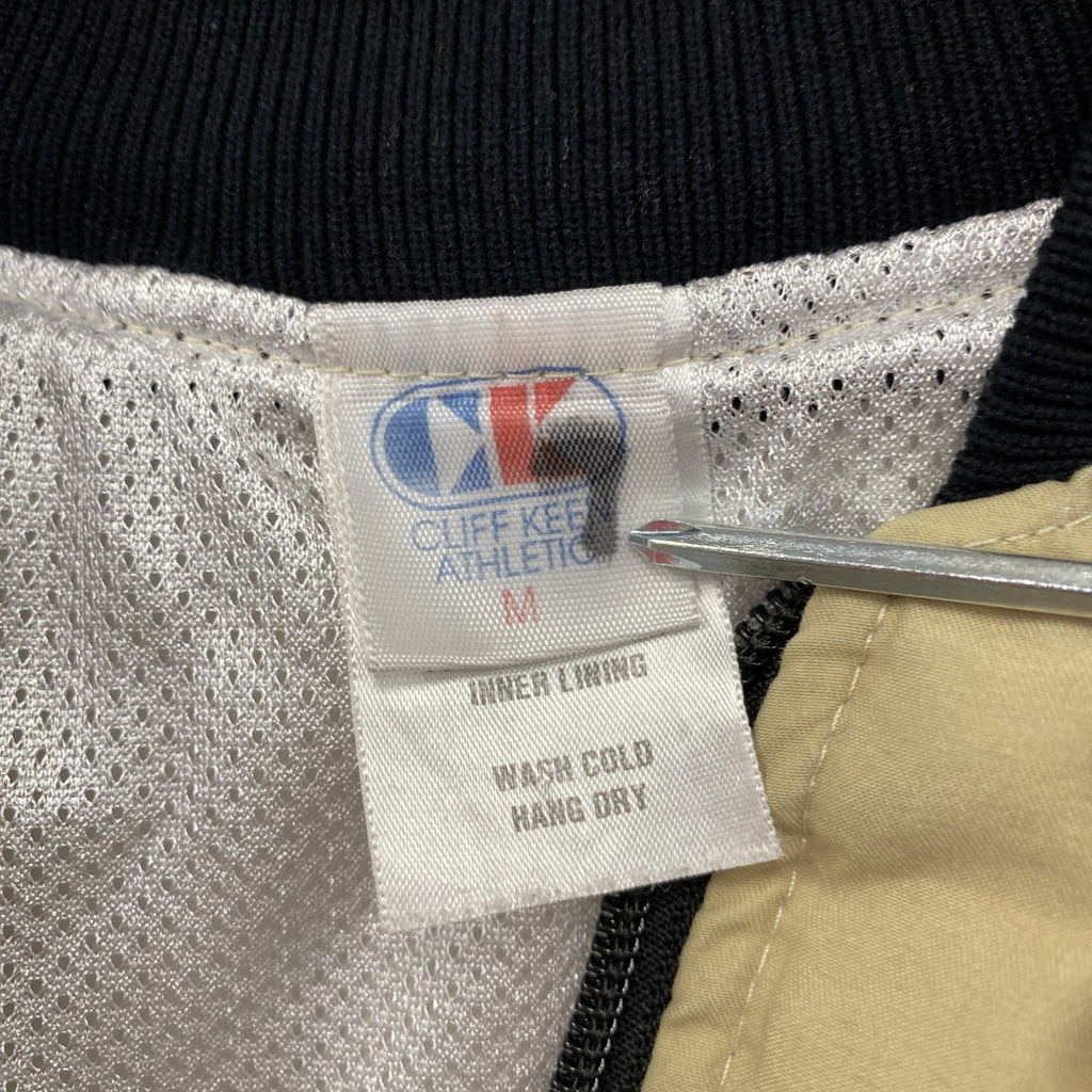 CLIFF KEEN ATHLETIC　フルジップジャケット　カレッジロゴ　ベージュ　黒　ブラック　Mサイズ　古着