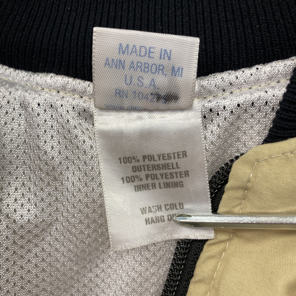 CLIFF KEEN ATHLETIC　フルジップジャケット　カレッジロゴ　ベージュ　黒　ブラック　Mサイズ　古着