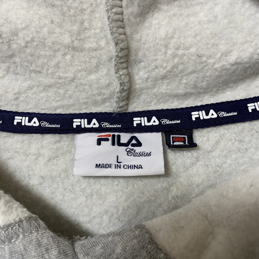 FILA　フィラ　スウェットパーカー/フーディー　デカロゴ　スポーツミックス　灰色　グレー　Lサイズ　古着