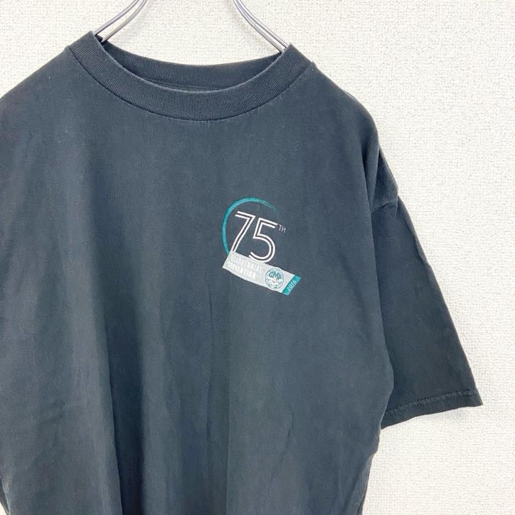 Union Line ユニオン ライン　半袖プリントTシャツ　USA製　GMP　クルーネック　黒　ブラック　Lサイズ　古着