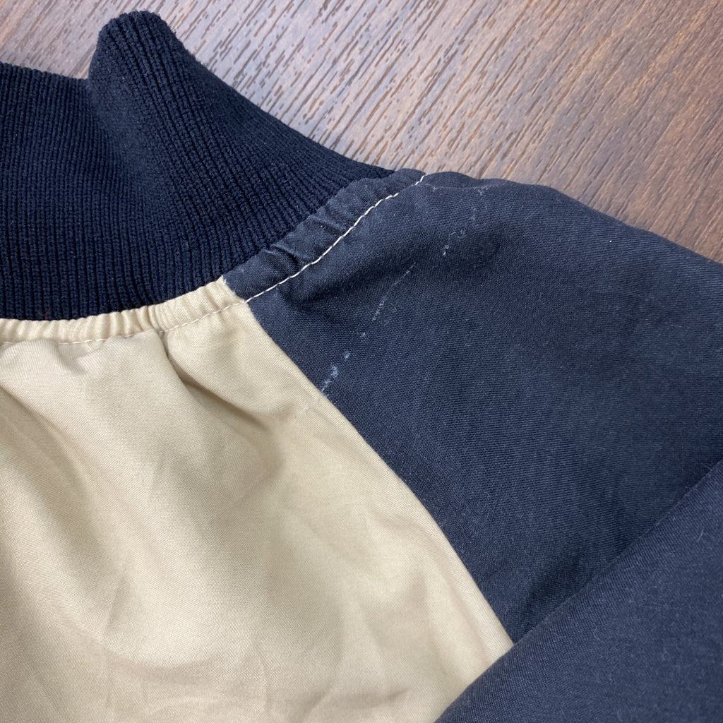 CLIFF KEEN ATHLETIC　フルジップジャケット　カレッジロゴ　ベージュ　黒　ブラック　Mサイズ　古着