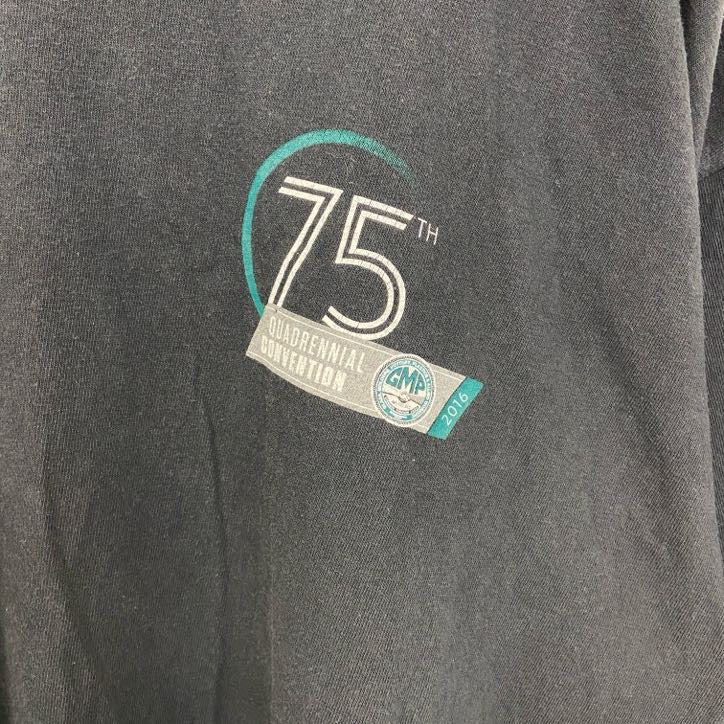 Union Line ユニオン ライン　半袖プリントTシャツ　USA製　GMP　クルーネック　黒　ブラック　Lサイズ　古着