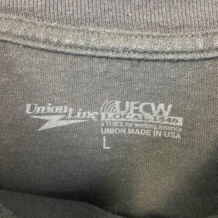 Union Line ユニオン ライン　半袖プリントTシャツ　USA製　GMP　クルーネック　黒　ブラック　Lサイズ　古着