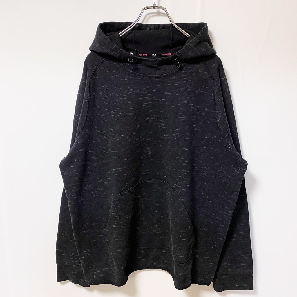FILA　フィラ　スウェットパーカー/フーディー　無地　ビックシルエット　黒　ブラック　XLサイズ　古着