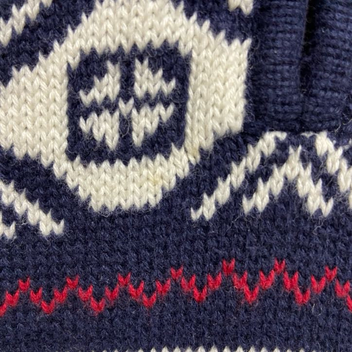 TOMMYHILFIGER　トミーヒルフィガー　長袖ノルディック柄ハーフジップニット　セーター　ネイビー　紺　Mサイズ　古着