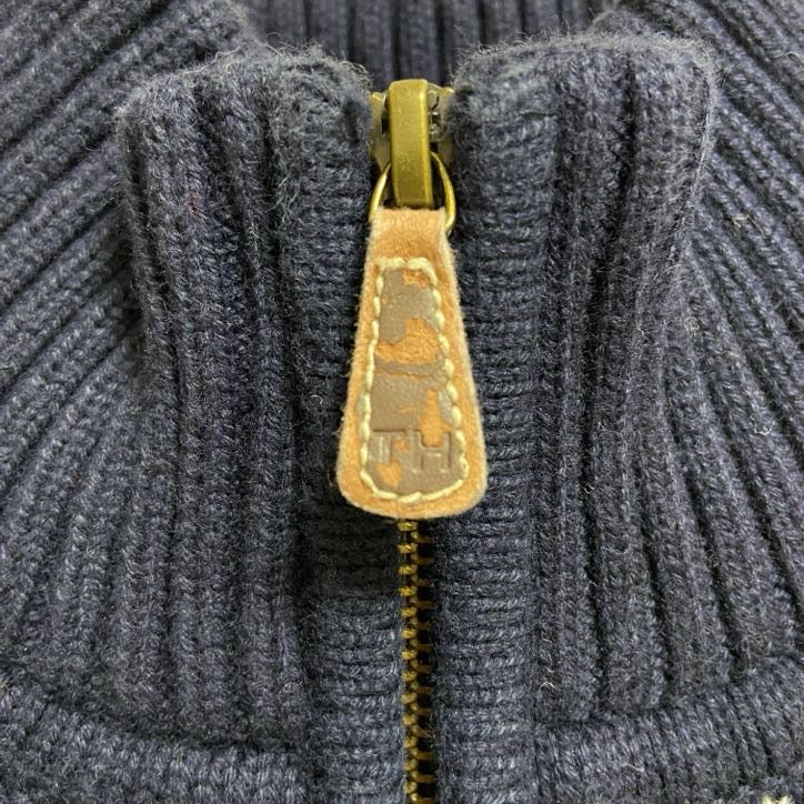 TOMMYHILFIGER　トミーヒルフィガー　長袖ノルディック柄ハーフジップニット　セーター　ネイビー　紺　Mサイズ　古着