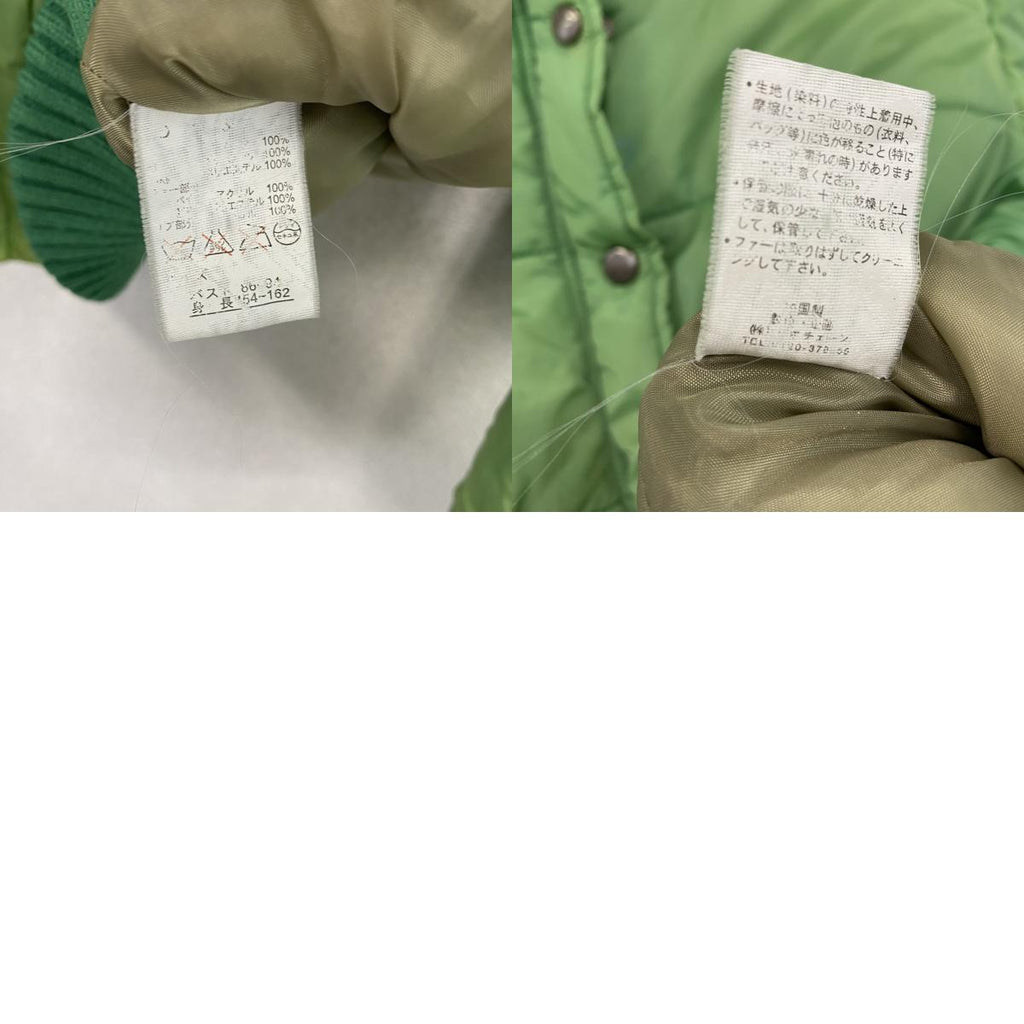 CLEF DE SOL　中綿ジャケット　黄緑色　ライトグリーン ダウン ダウンアウター レディース 古着