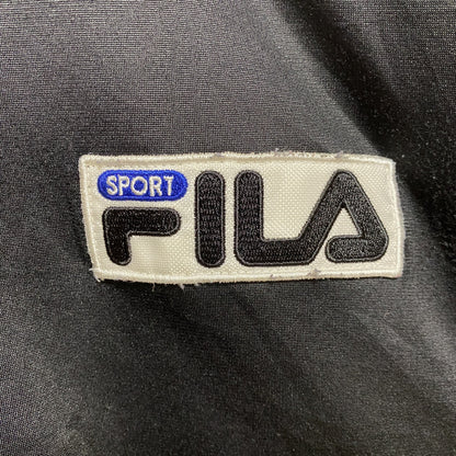 古着　used 　FILA　フィラ　長袖フルジップトラックジャケット　ジャージ　切り替え　ワッペン刺繍　イタリア　黒　ブラック