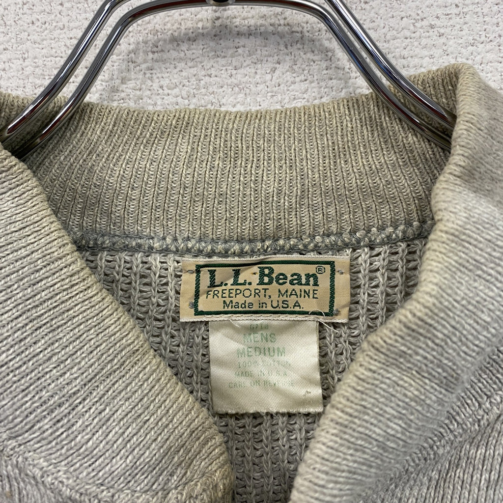 90s　L.L.Bean　エルエルビーン　ハーフボタンコットンニットセーター　ヴィンテージ　灰色　グレー　Mサイズ　古着