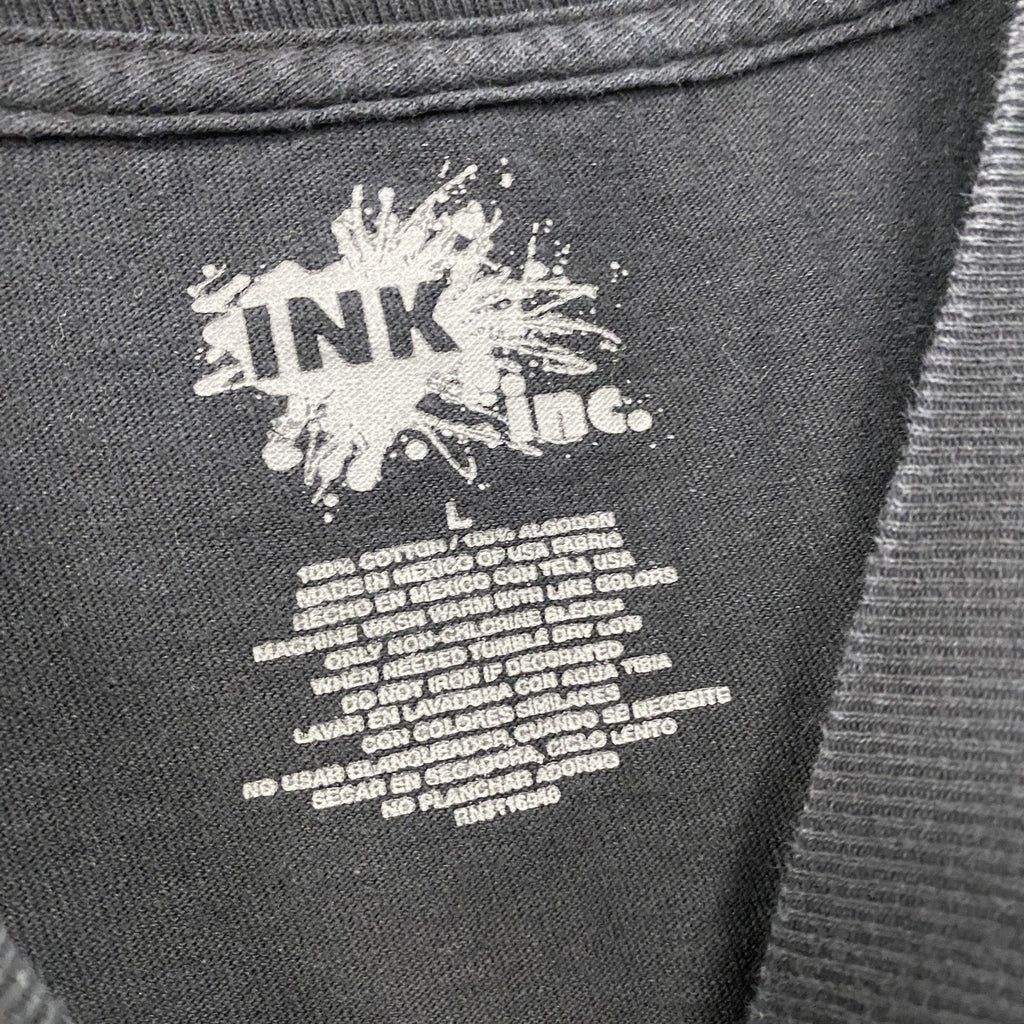 INK　半袖プリントTシャツ　ミュージック　ギター　黒　ブラック　Lサイズ　古着