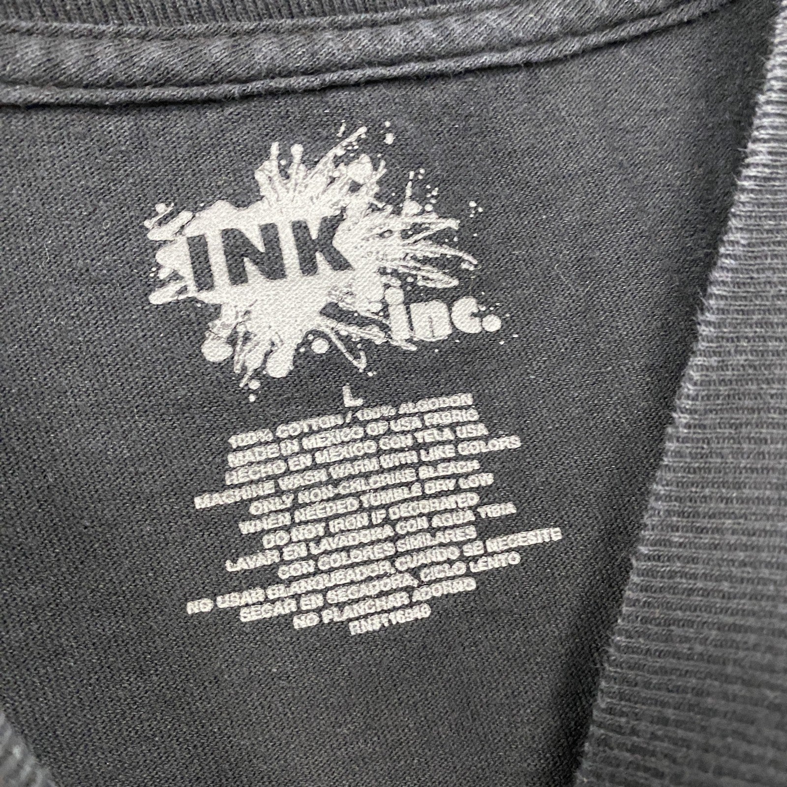 INK　半袖プリントTシャツ　ミュージック　ギター　黒　ブラック　Lサイズ　古着