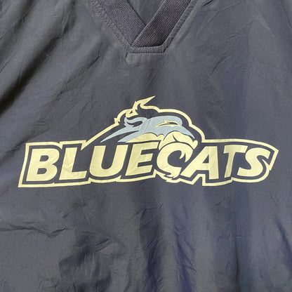 古着 used　SPORT-TEK　長袖プリントナイロンプルオーバー　BLUECATS　Vネック　ネイビー　紺　Lサイズ