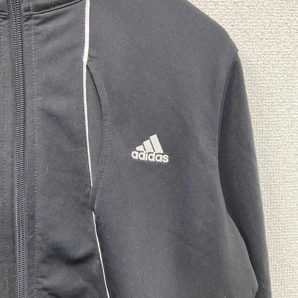 00s　adidas　アディダス　トラックジャケット/ジャージ　パフォーマンスロゴ　デカロゴ　刺繍ロゴ　ヴィンテージ　黒　ブラック　Lサイズ　古着