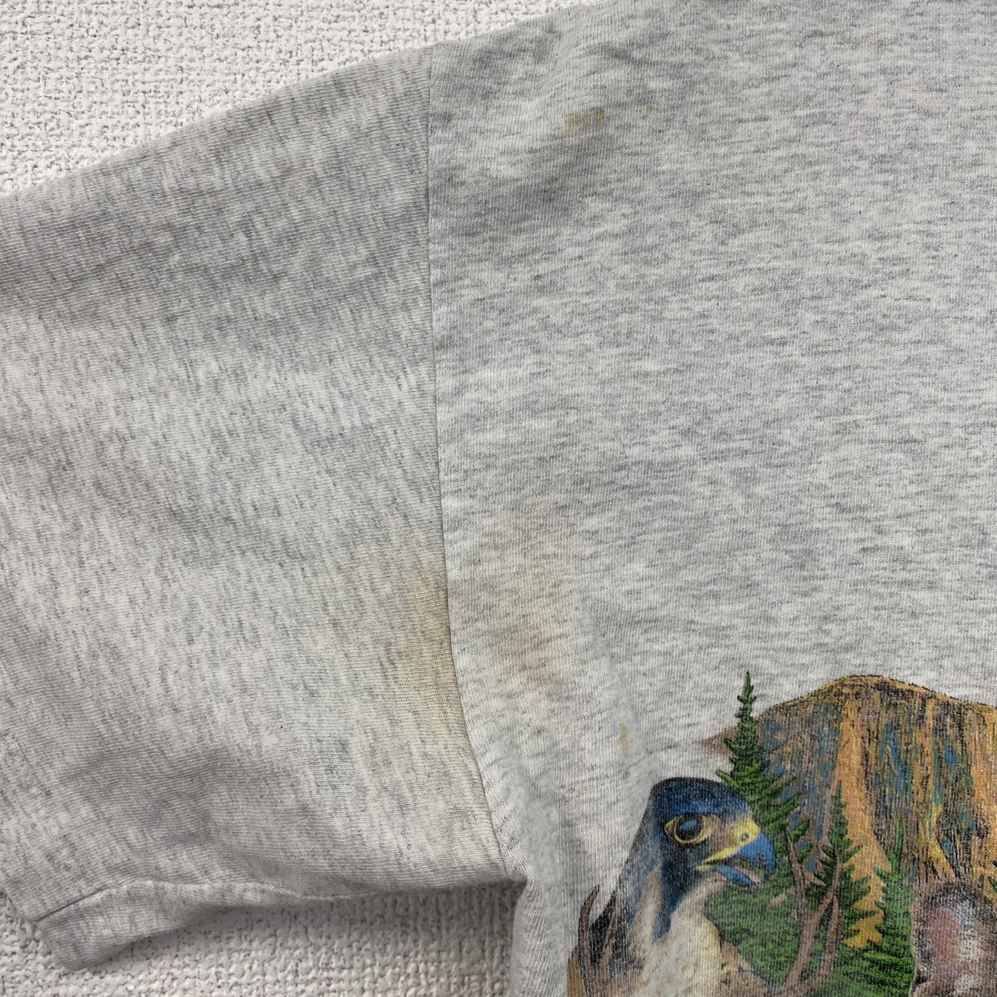 90s　H.L.MILLER　半袖アニマルプリントTシャツ　シングルステッチ　ヴィンテージ　灰色　グレー　Mサイズ