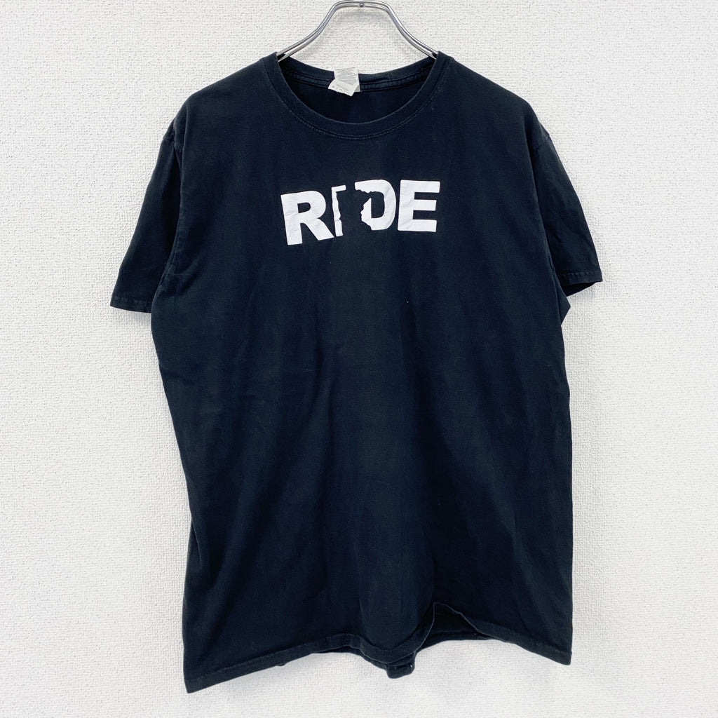GILDAN　ギルダン　半袖プリントTシャツ　英字プリント　黒　ブラック　XLサイズ　古着