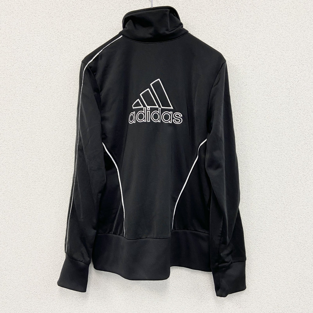 00s　adidas　アディダス　トラックジャケット/ジャージ　パフォーマンスロゴ　デカロゴ　刺繍ロゴ　ヴィンテージ　黒　ブラック　Lサイズ　古着