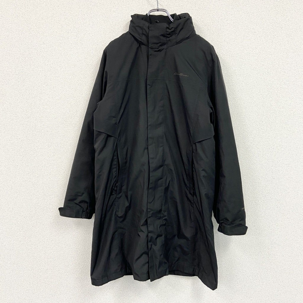 Eddie Bauer　エディーバウアー　ロングコート/ブルゾン　2way　取り外し　黒　ブラック　Sサイズ メンズ ポリエステル ウール 古着