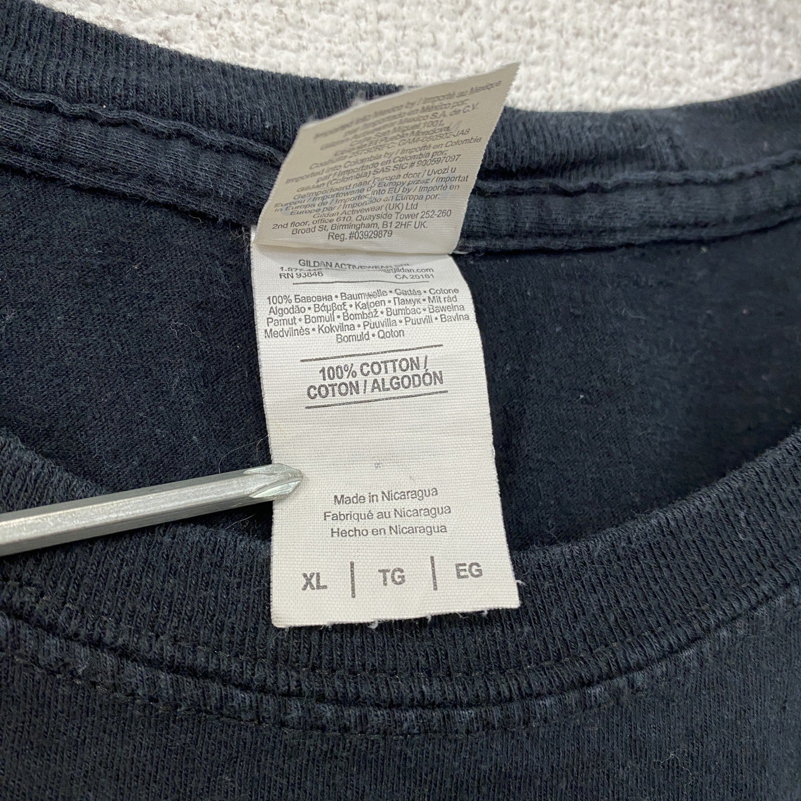 GILDAN　ギルダン　半袖プリントTシャツ　英字プリント　黒　ブラック　XLサイズ　古着