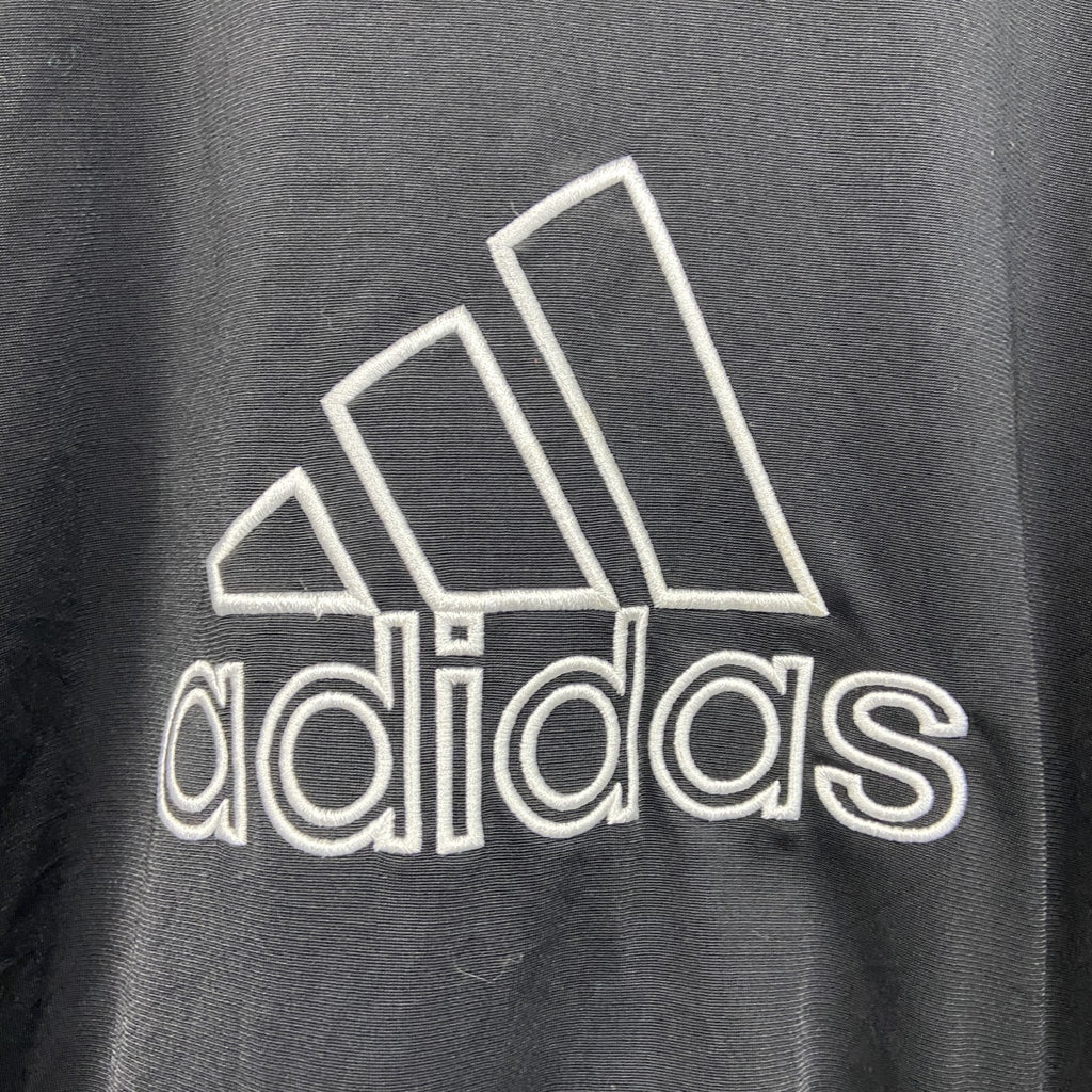 00s　adidas　アディダス　トラックジャケット/ジャージ　パフォーマンスロゴ　デカロゴ　刺繍ロゴ　ヴィンテージ　黒　ブラック　Lサイズ　古着
