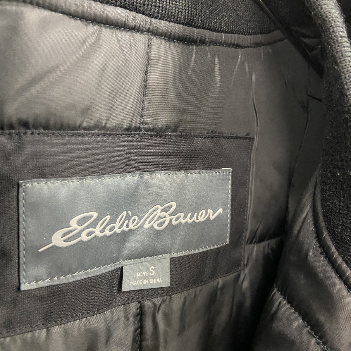 Eddie Bauer　エディーバウアー　ロングコート/ブルゾン　2way　取り外し　黒　ブラック　Sサイズ メンズ ポリエステル ウール 古着