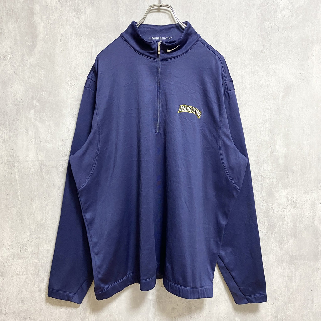　NIKEGOLF　ナイキゴルフ　長袖ハーフジップトラックジャケット　ジャージ　MARQUETTE　ネイビー　紺　古着