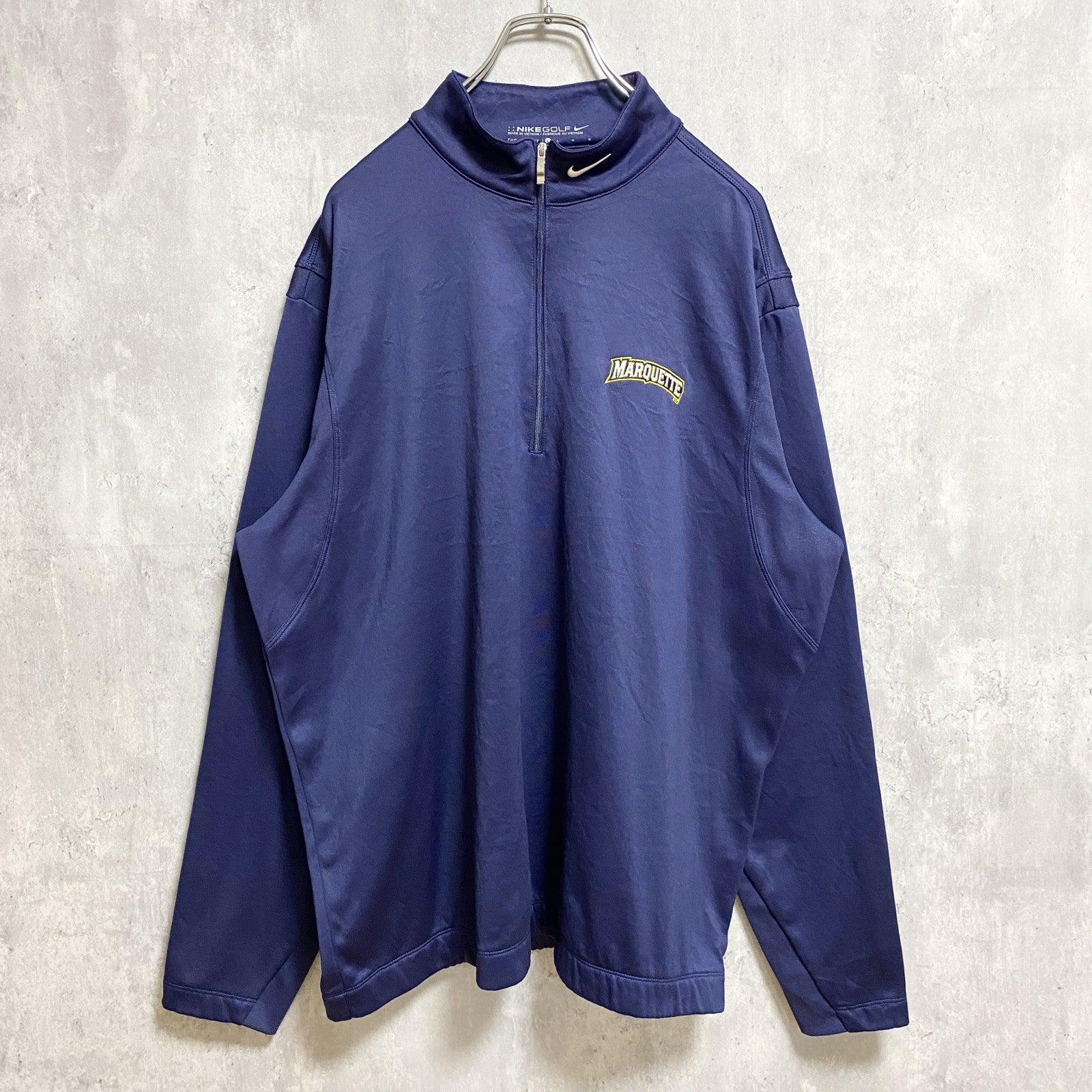 　NIKEGOLF　ナイキゴルフ　長袖ハーフジップトラックジャケット　ジャージ　MARQUETTE　ネイビー　紺　古着