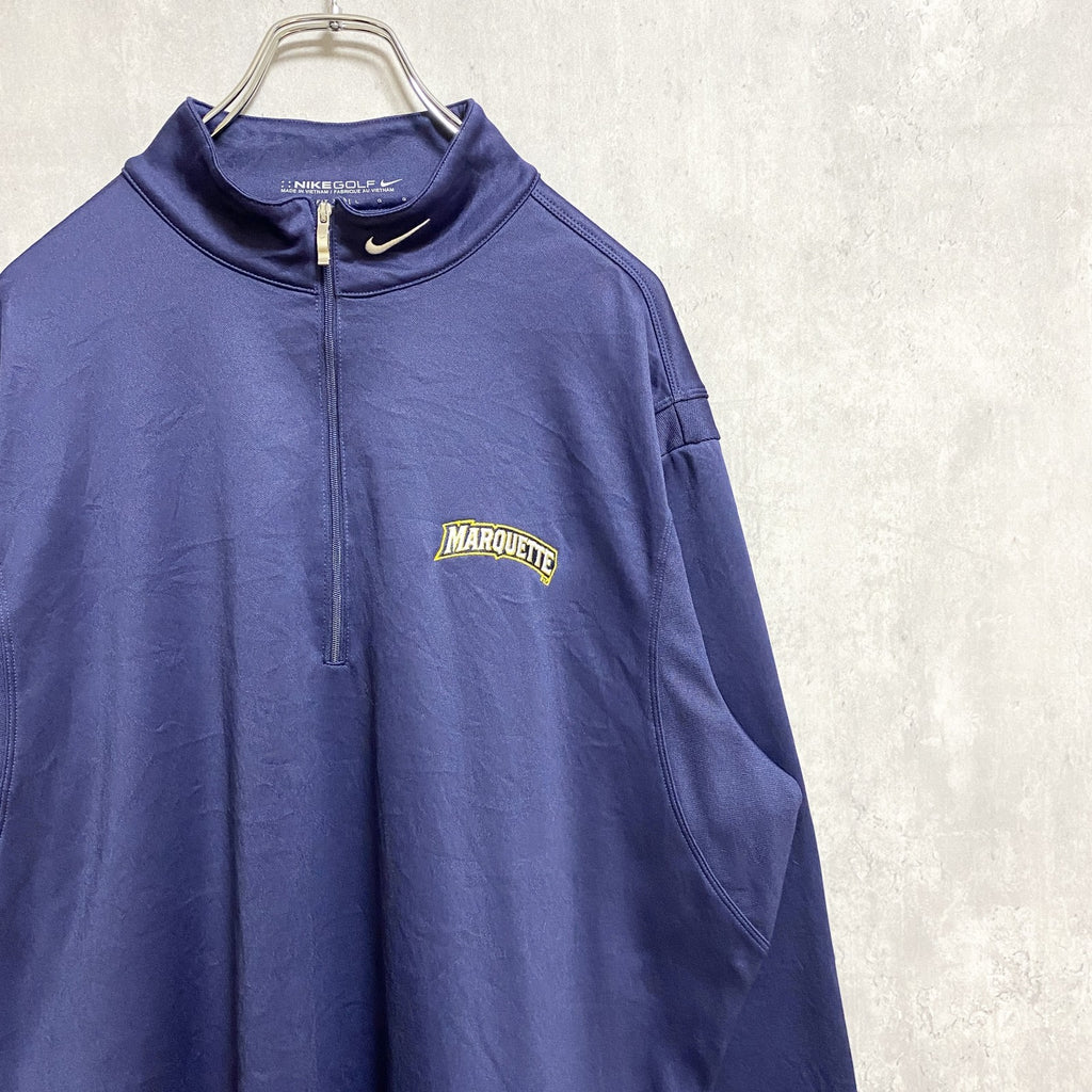 　NIKEGOLF　ナイキゴルフ　長袖ハーフジップトラックジャケット　ジャージ　MARQUETTE　ネイビー　紺　古着