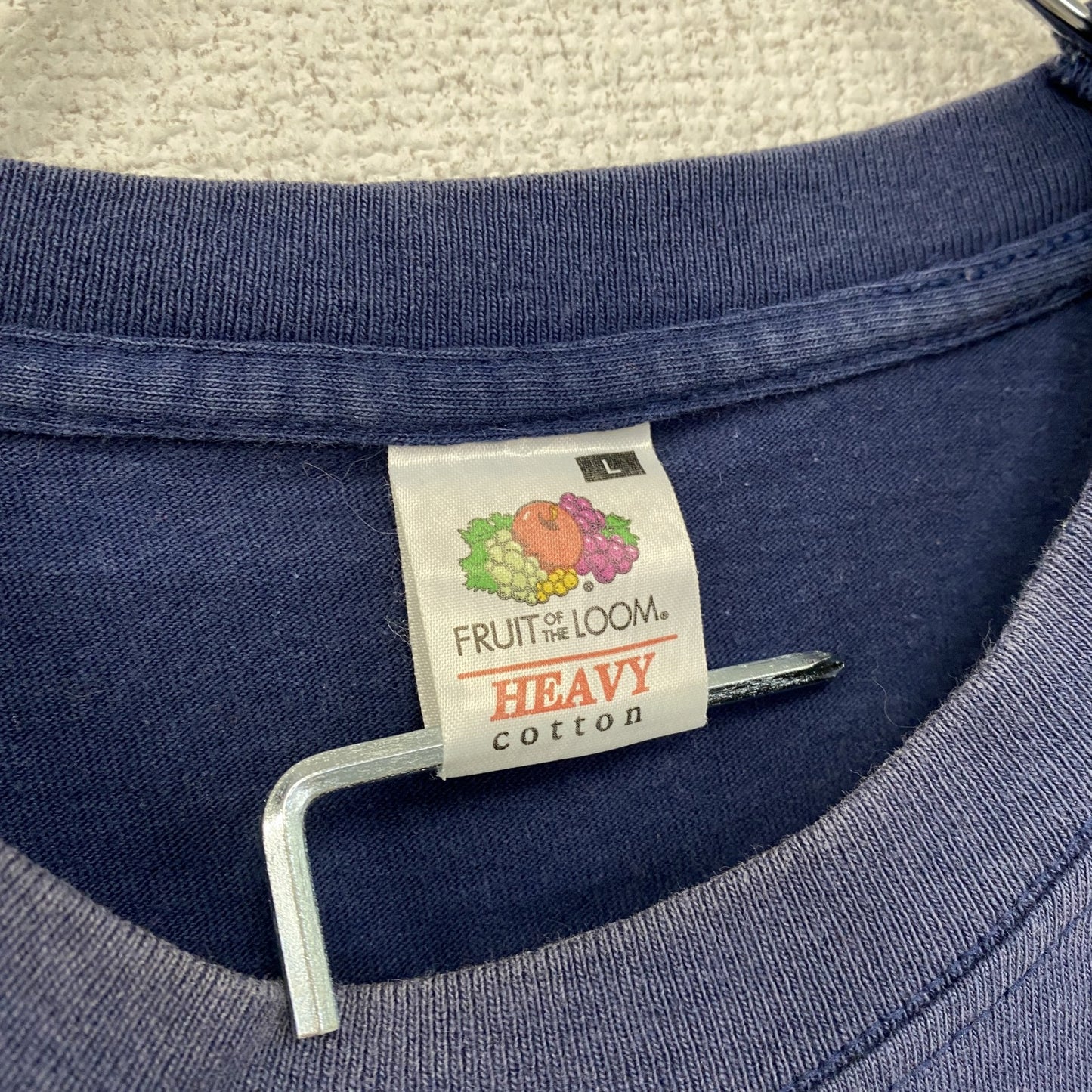 FRUIT OF THE LOOM　フルーツオブザルーム　半袖プリントTシャツ　紺　ネイビー　Lサイズ