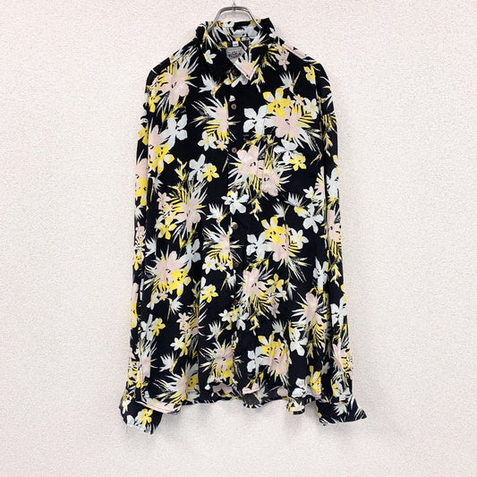 CARDCHE　長袖シャツ　総柄　黒　ブラック　2XLサイズ