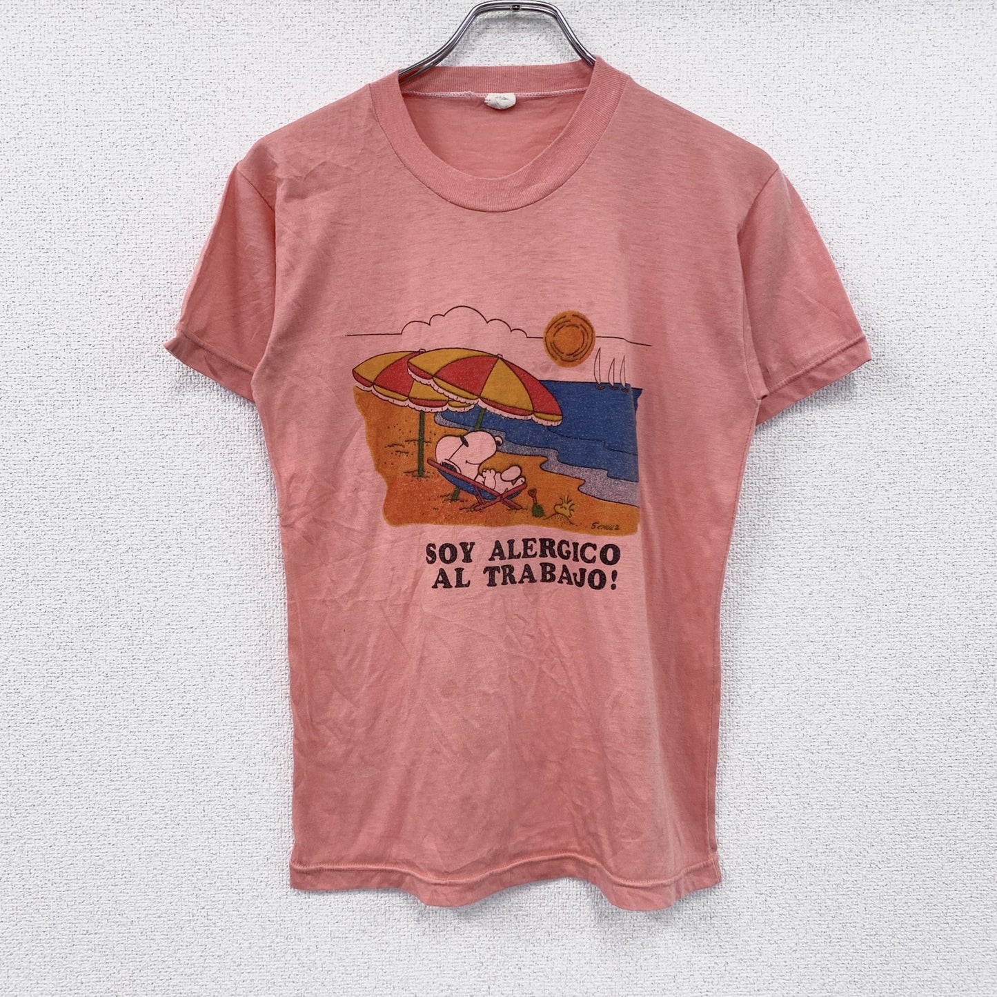 ～80s　SPORT　SNOOPY　スヌーピー　半袖プリントTシャツ　ヴィンテージ　ピンク