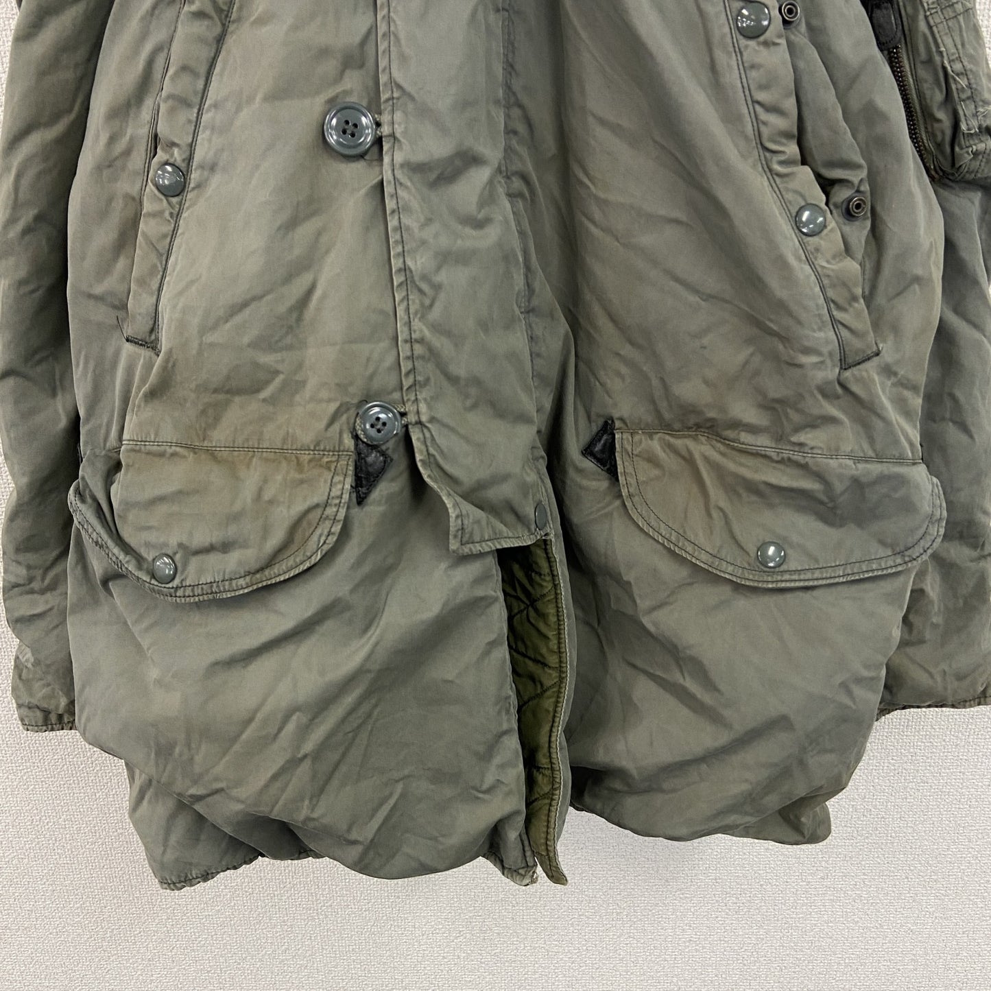 60s　U.S.AIR FORCE　米軍実品　N-3B　フライトジャケット　コヨーテファー　CONMARジップ　カーキ