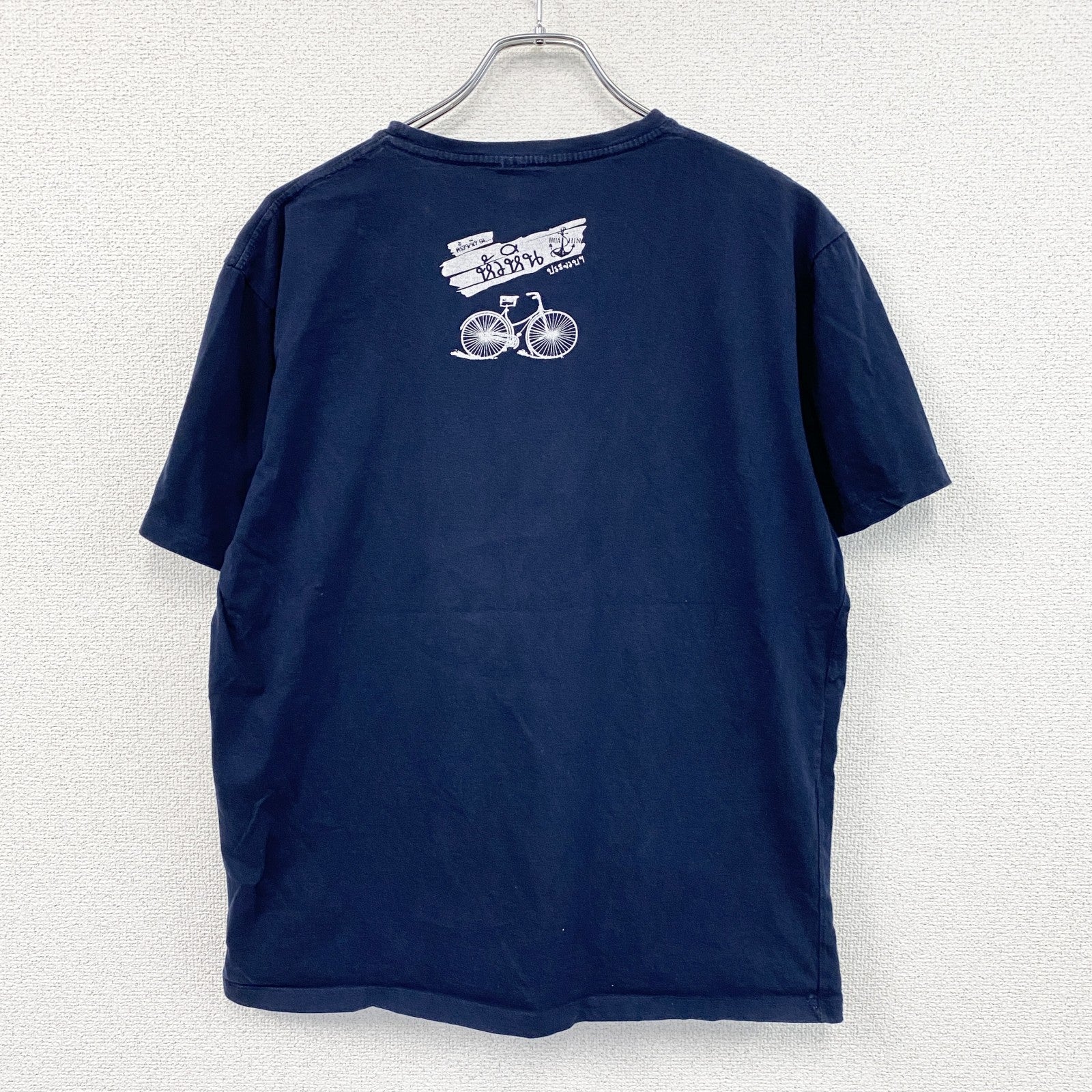 半袖プリントTシャツ　スーベニア　Hua Hin　紺　ネイビー　XLサイズ　古着