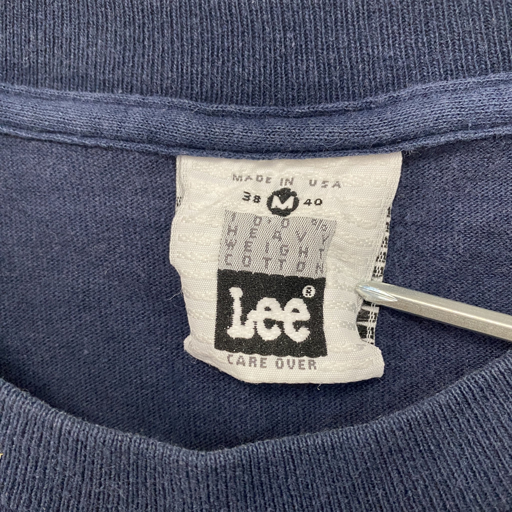 Lee　リー　半袖プリントTシャツ　シングルステッチ　ヴィンテージ　紺　ネイビー　Mサイズ カットソー メンズ コットン 古着