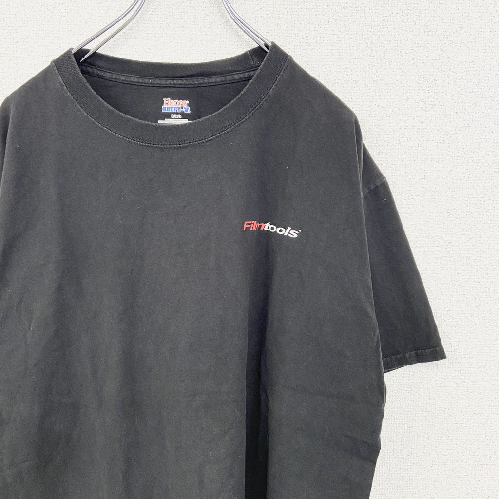 Hanes ヘインズ　半袖プリントTシャツ　ビッグT　Film tools　クルーネック　黒　ブラック　Lサイズ　古着
